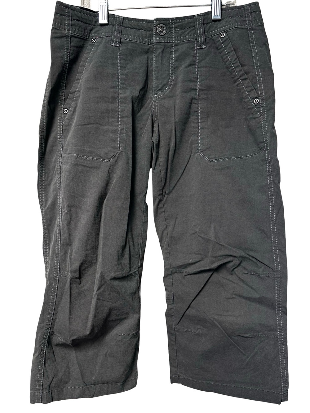 Kuhl Kendra Size 4 Gray Embroidered Outdoor Hiking Capri Pants Stretchy Cotton - Picture 2 of 11